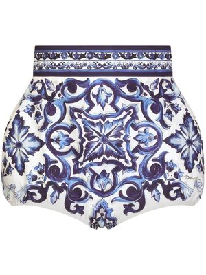 Dolce & Gabbana Majolica-print bloomer shorts - Blue