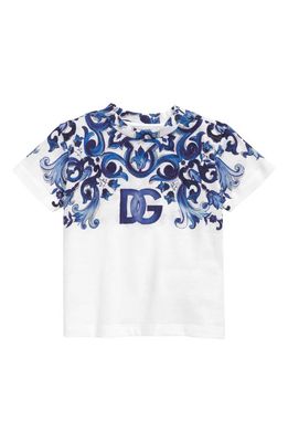Dolce & Gabbana Majolica Print Cotton Logo Tee in Ha3Tn Tris Maioliche F. bco