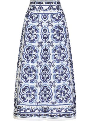 Dolce & Gabbana Majolica-print cropped culottes - Blue