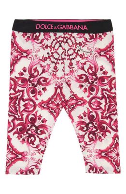 Dolce & Gabbana Majolica Print Leggings in Fuchsia Multiprint
