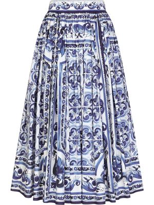 Dolce & Gabbana Majolica-print pleated maxi skirt - Blue