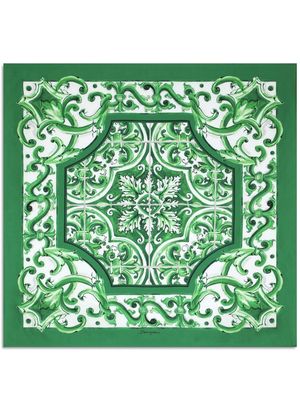 Dolce & Gabbana Majolica-print silk bandanna - Green