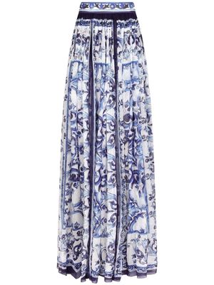 Dolce & Gabbana Majolica-print silk floor-length skirt - Blue