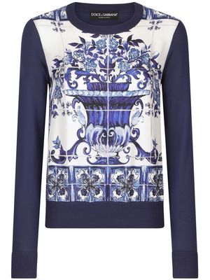 Dolce & Gabbana Majolica-print silk jumper - Blue