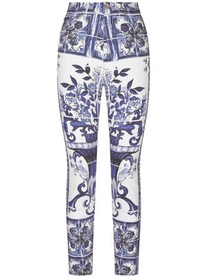 Dolce & Gabbana Majolica-print skinny jeans - Blue