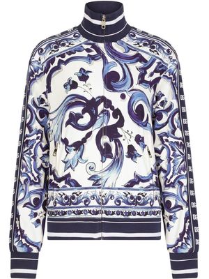 Dolce & Gabbana Majolica-print zip-up sweatshirt - Blue