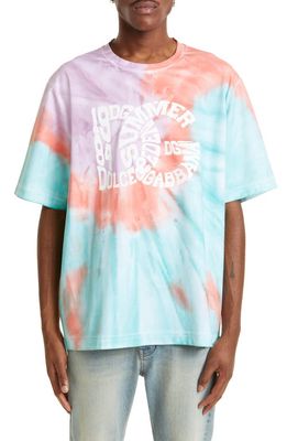 Dolce & Gabbana Men's Logo Tie Dye Graphic Tee in Combined Colour