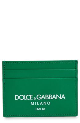 Dolce & Gabbana Milano Logo Leather Card Case in Green Logo