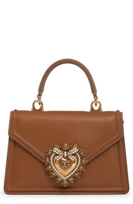 Dolce & Gabbana Mini Devotion Leather Top Handle Bag in Light Brown