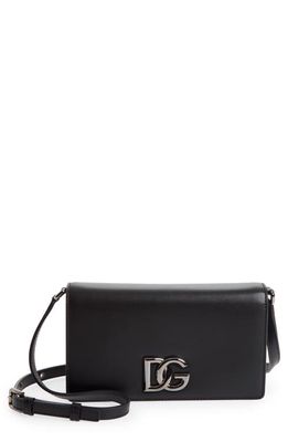 Dolce & Gabbana Mini Vitello Liscio Leather Shoulder Bag in Nero