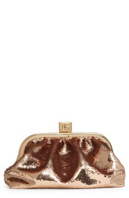 Dolce & Gabbana Mirror Paillette Logo Clasp Clutch in Oro