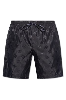 Dolce & Gabbana Monogram Jacquard Drawstring Swim Shorts