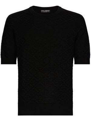 Dolce & Gabbana monogram-jacquard silk T-shirt - Black