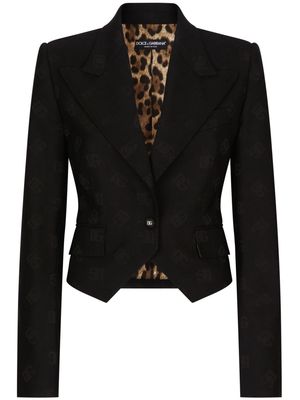 Dolce & Gabbana monogram-jacquard single-breasted blazer - Black