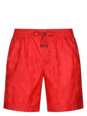 Dolce & Gabbana monogram-jacquard swim shorts - Red