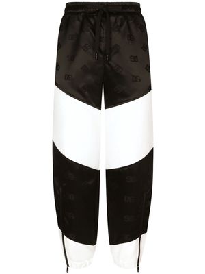 Dolce & Gabbana monogram-jacquard two-tone track pants - Black