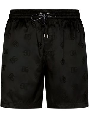 Dolce & Gabbana monogram-print swim shorts - Black