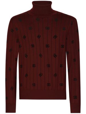 Dolce & Gabbana monogram roll-neck jumper - Red
