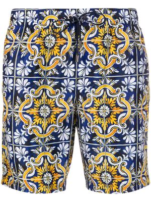 Dolce & Gabbana mosaic printed swim shorts - Blue