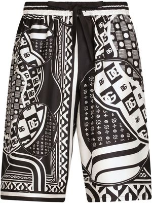 Dolce & Gabbana motif-print silk Bermuda shorts - Black