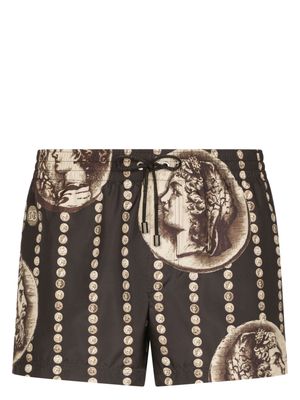 Dolce & Gabbana motif-print swim shorts - Brown