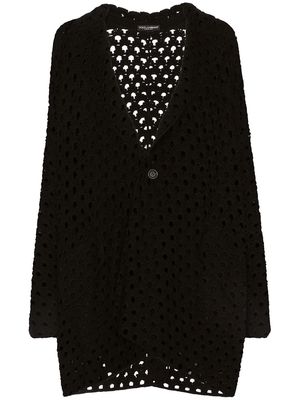 Dolce & Gabbana open-knit cotton cardigan - Black