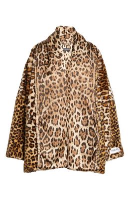 Dolce & Gabbana Oversize Mixed Media Animal Print Faux Fur Coat in Light Brown Print