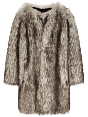 Dolce & Gabbana oversized faux-fur coat - Neutrals