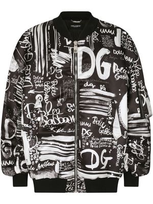 Dolce & Gabbana oversized logo-print bomber jacket - Black