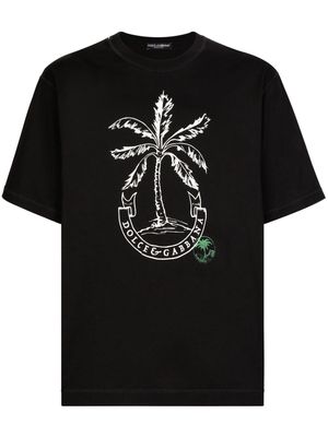 Dolce & Gabbana palm-logo print cotton T-shirt - Black