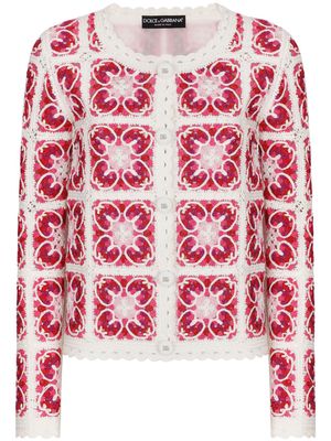 Dolce & Gabbana panelled crochet-knit cardigan - Pink