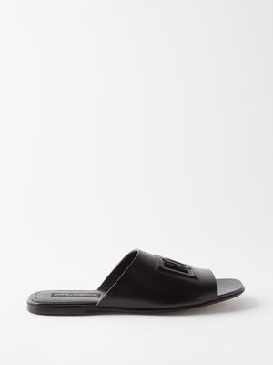 Dolce & Gabbana - Pantheon Logo Leather Sandals - Mens - Black