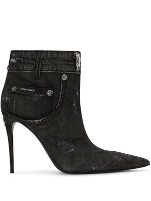 Dolce & Gabbana patchwork-denim 105mm ankle boots - Black