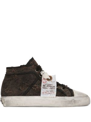 Dolce & Gabbana patchwork-denim mid-top sneakers - Brown