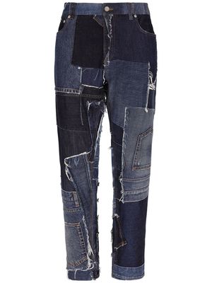 Dolce & Gabbana patchwork-denim tapered-leg jeans - Blue