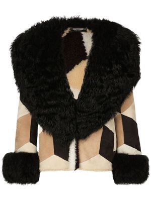 Dolce & Gabbana patchwork-design long-sleeve coat - Neutrals