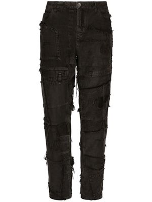 Dolce & Gabbana patchwork-design tapered jeans - Black