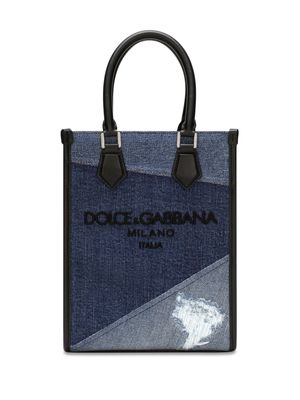 Dolce & Gabbana patchwork-detailing cotton-blend tote bag - Blue