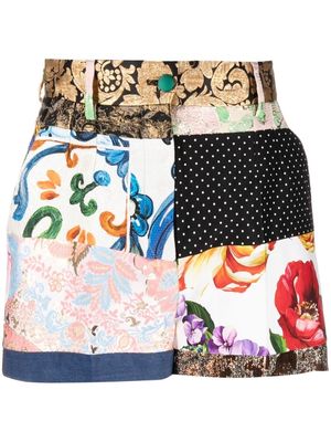 Dolce & Gabbana patchwork-print shorts - Black