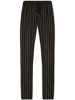 Dolce & Gabbana pinstripe cotton-linen track trousers - Black