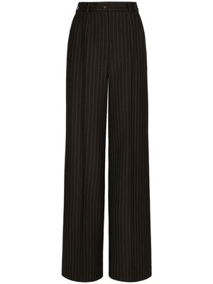 Dolce & Gabbana pinstripe-print high-waist wide-leg trousers - Black