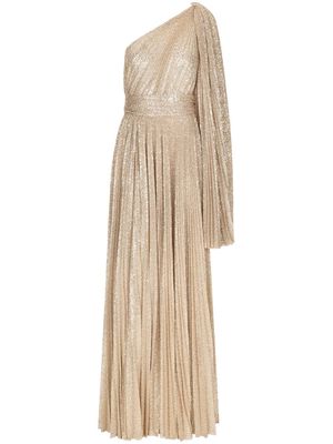 Dolce & Gabbana pleated single-shoulder floor-length gown - Gold