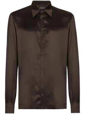 Dolce & Gabbana point-collar silk shirt - Black