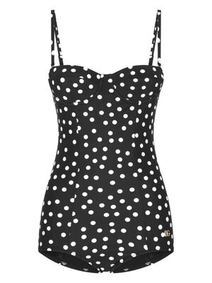 Dolce & Gabbana polka dot-print balconette swimsuit - Black