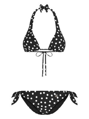 Dolce & Gabbana polka dot-print triangle bikini set - Black