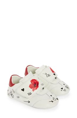 Dolce & Gabbana Poppy Crib Shoe in White/Script