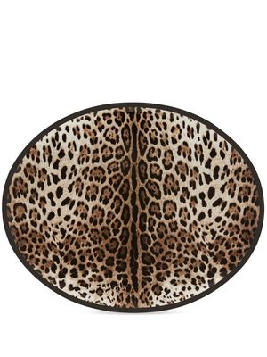 Dolce & Gabbana porcelain leopard-print platter - Brown