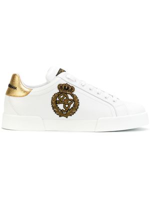 Dolce & Gabbana Portofino crown-patch leather sneakers - White