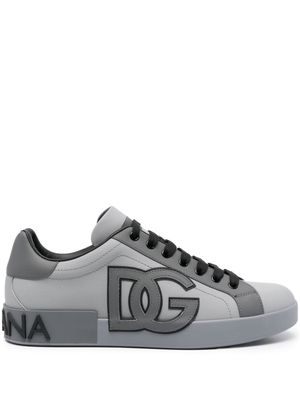 Dolce & Gabbana Portofino leather sneakers - Grey