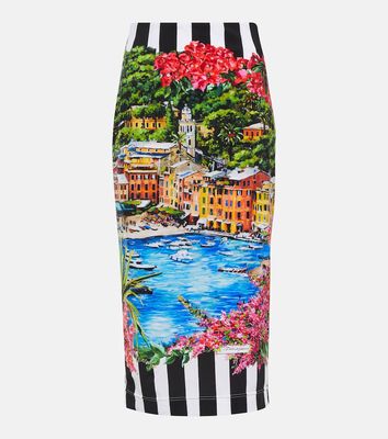 Dolce & Gabbana Portofino printed jersey midi skirt